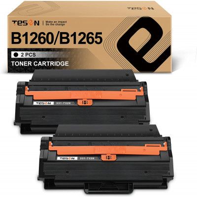 TESEN 331-7328 Dell 1260 Compatible Toner Cartridge Replacement 2 Packs